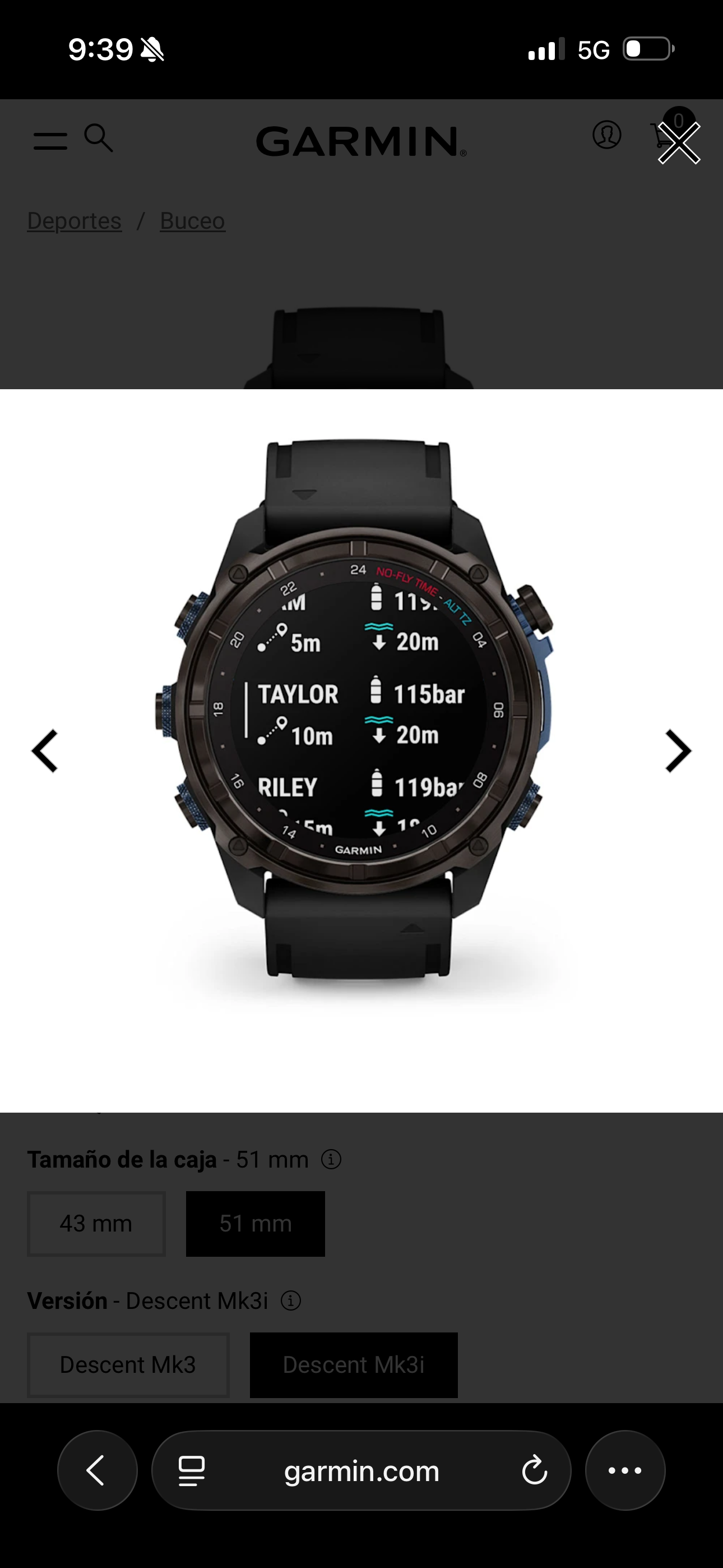 Descent Mk3i, 51mm, Carbon Gry DLC Ti/Blk, Dive Computer, NA